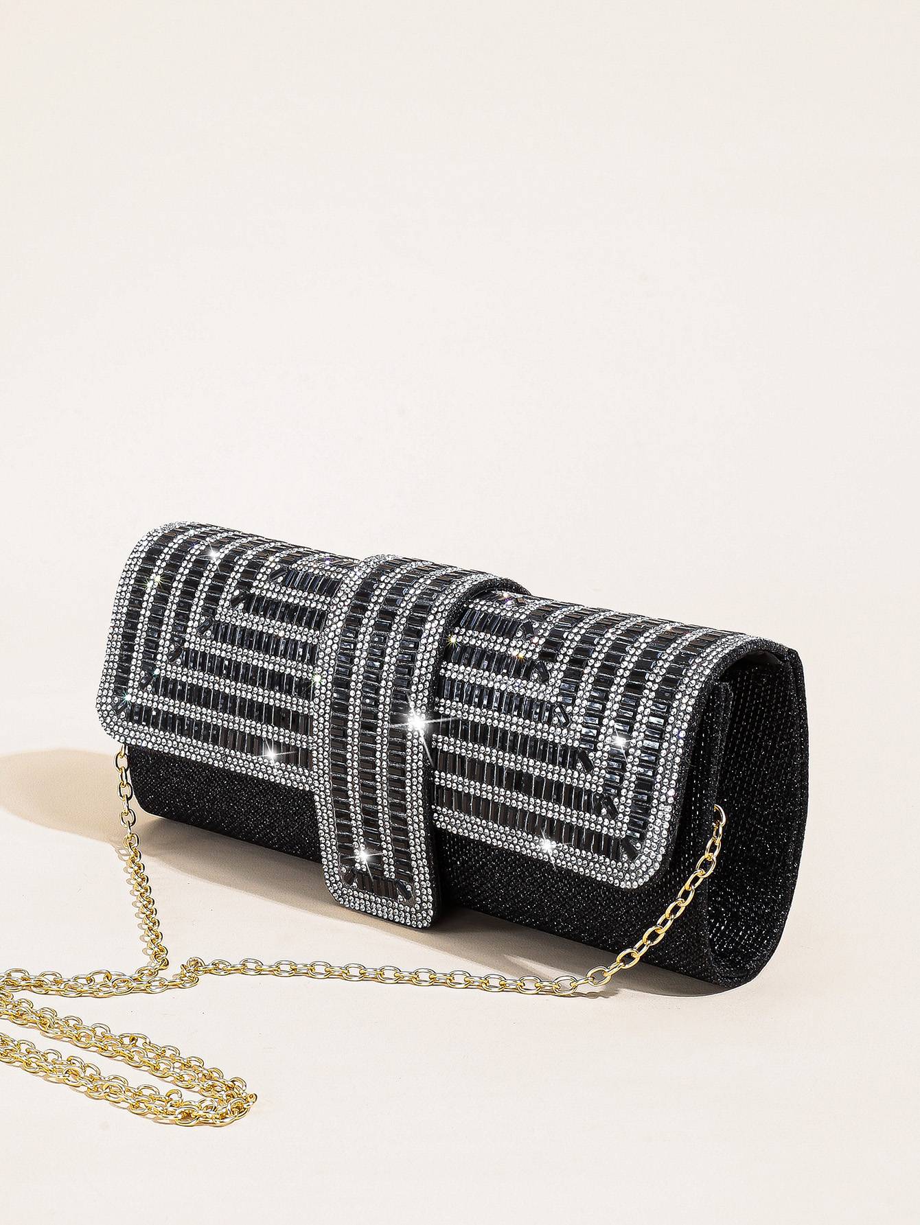 Luxury Glitter Evening Handbag, Rhinestone Evening Bag, Elegant Shiny Banquet Purse