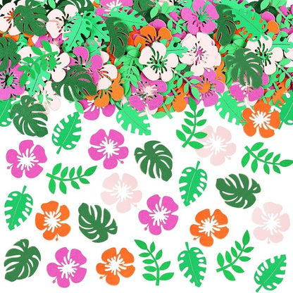 200/100Pcs Hawaiian Table Confetti Luau Summer Birthday Party Supplies Tropical Flower Palm Leaf Confetti Beach Party Decor Gift