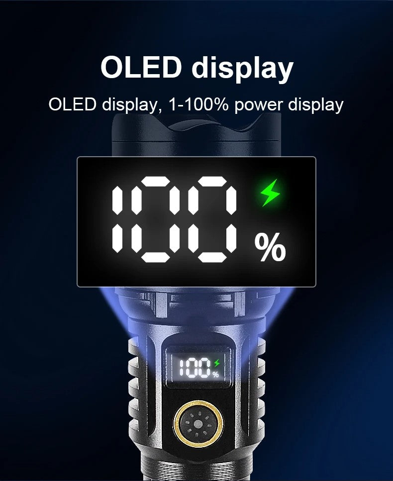 990000LM Most Powerful Flashlight Type-c Recharge 3000M Spotlight Tactical Flash Light 5000mAh High Power Led Flashlights Torch