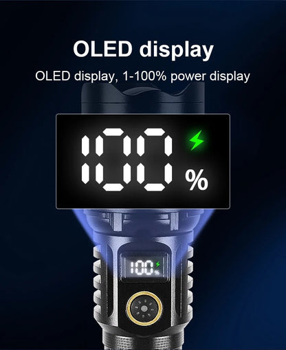 990000LM Most Powerful Flashlight Type-c Recharge 3000M Spotlight Tactical Flash Light 5000mAh High Power Led Flashlights Torch