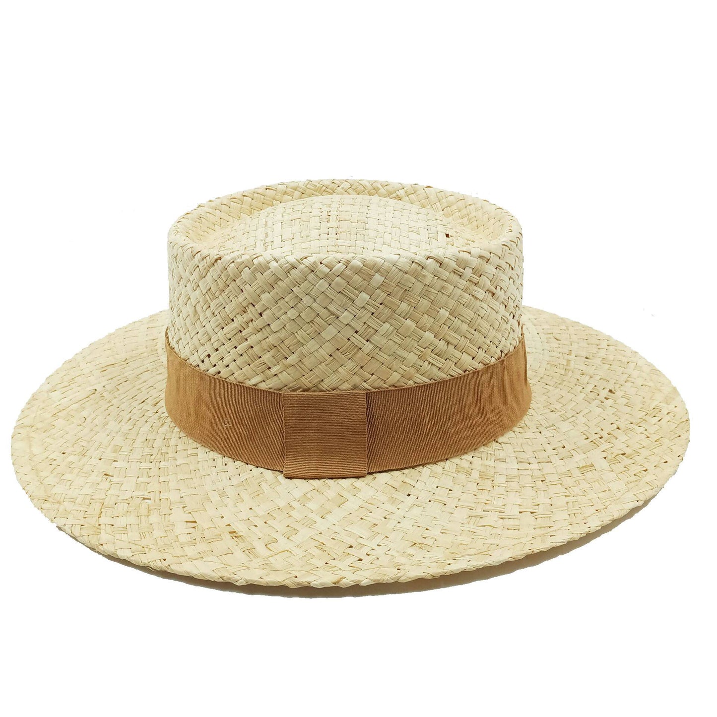 Chapéu de Palha Feminino de Verão Chapéu de Sol Luxuoso Feminino Chapéu de Praia de Proteção Solar da Moda Chapéu Panamá Francês Chapéu Raff de Aba Larga com Topo Abaulado