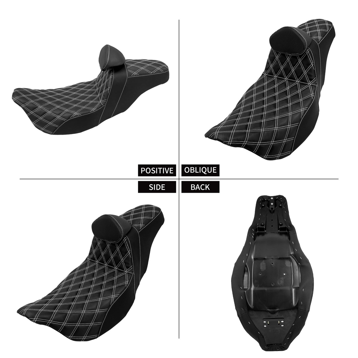 Assento 2 Lugares Moto Garupa Com Encosto Ajustável Almofada Para Harley Touring Electra Road Glide 09-23 Assento De Couro