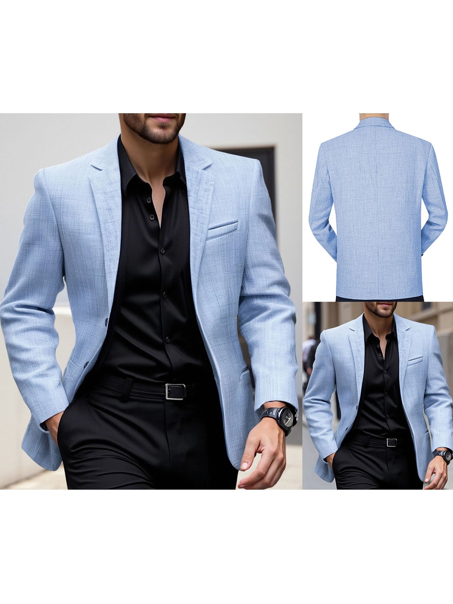 Men s Casual Blazer Single Button Stylish Solid Lapel V Neck Long Sleeve Sport Coats for Spring and Fall