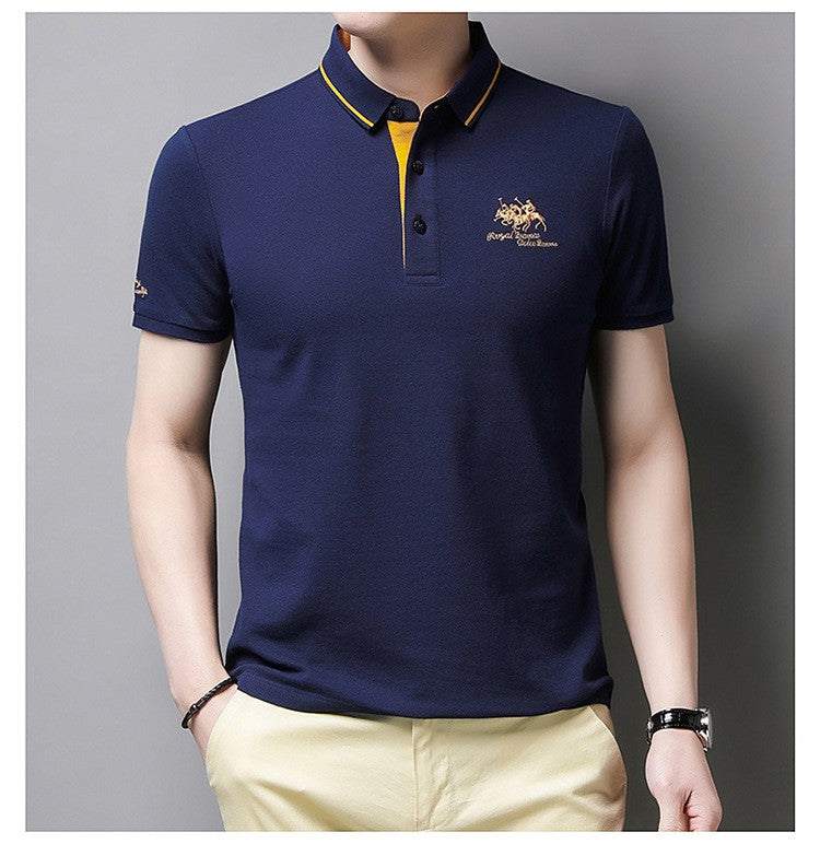 New Summer Embroidered Pure Cotton Men's Luxury Polo Shirt Top Casual Short Sleeved Fashionable Wrinkle Resistant Men's T-shirt