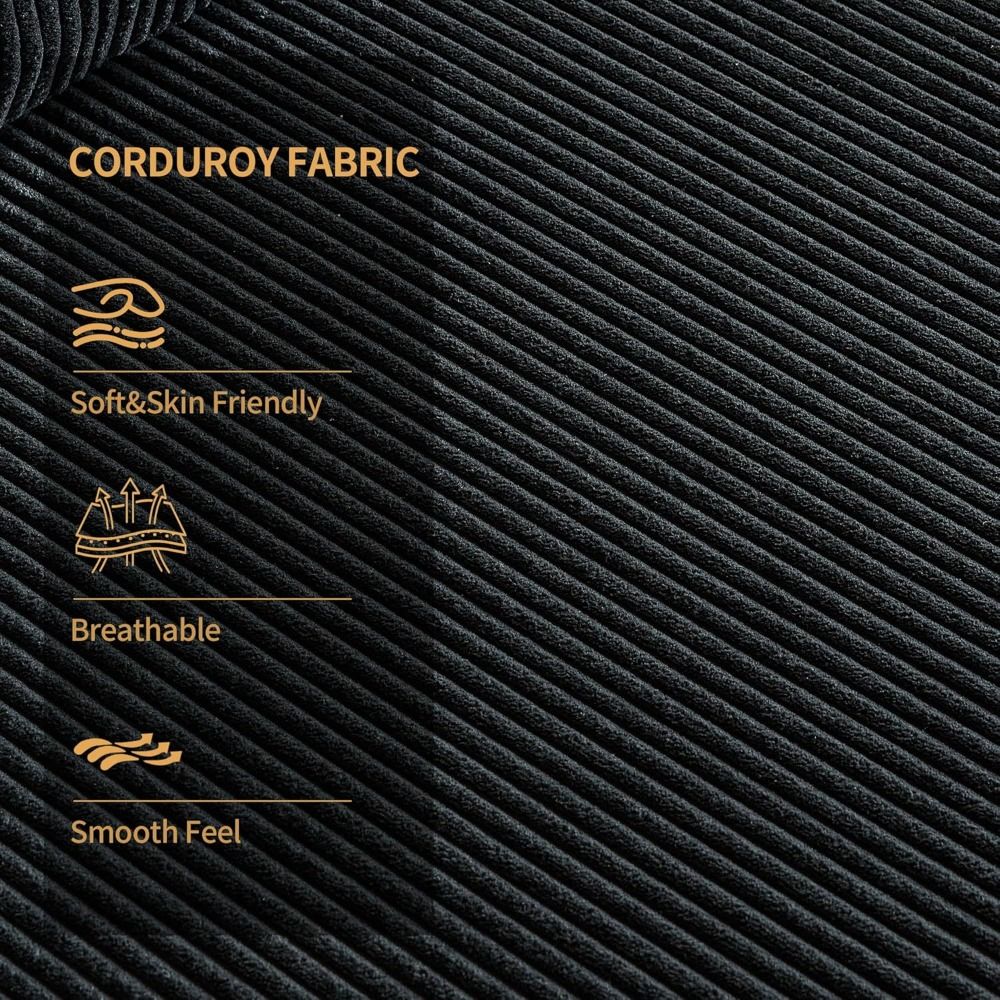 139.3" Luxury L-Shaped Modular Sofa – Corduroy Boneless Cloud Couch with Deep Seat, Movable Ottoman for Living Room