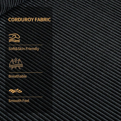 139.3" Luxury L-Shaped Modular Sofa – Corduroy Boneless Cloud Couch with Deep Seat, Movable Ottoman for Living Room