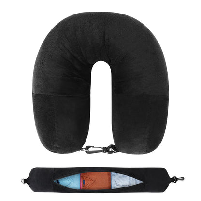 Neck Pillow Travel Pillow Sleeping Pillows Bag with Fillable Cover U Shaped Velvet Pillowcase Storage for Airplane cylinder