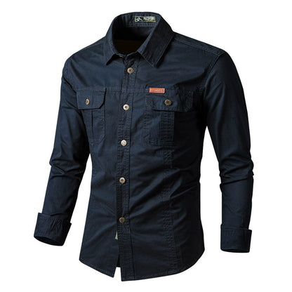 Mens Katoen Militaire Shirts Mannen Lange Mouwen Casual Dress Shirt Mannelijke Cargo Werk Shirts Heren Werken Shirts