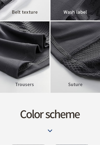 Extra Long Sports Underwear Men's Boxer Briefs Anti-Wear Leg Running Large Size Breathable Training Boxer Briefs