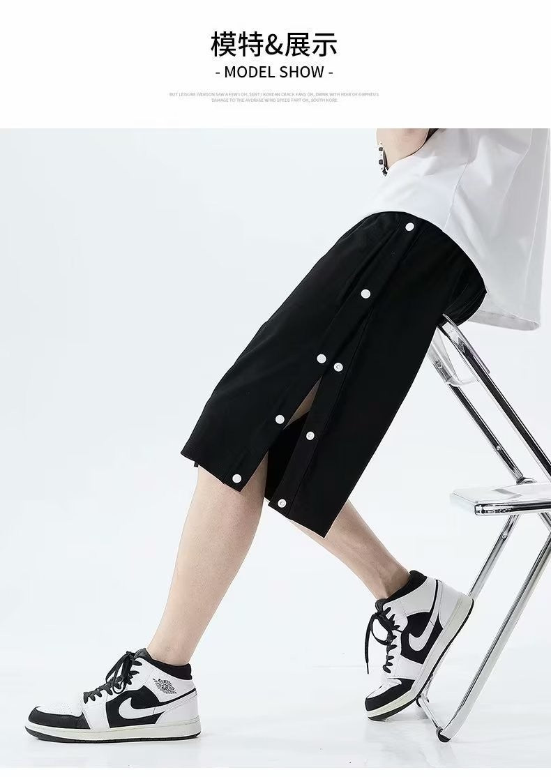 Shorts totalmente abertos para homens no verão em estilo coreano, use calças soltas casuais esportivas de 5 pontos para casais