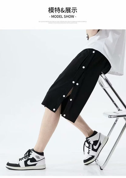 Shorts totalmente abertos para homens no verão em estilo coreano, use calças soltas casuais esportivas de 5 pontos para casais