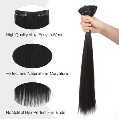 LUPU Aplique de Cabelo de Fibra Sintética, Fácil de Usar, Resistente ao Calor, 40/50/60 cm, Conjunto de 4 Peças, Versátil para Todos os Usuários