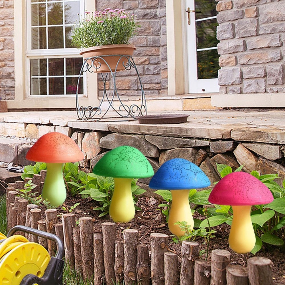 Solar Garden Decor Lights Crack Mushrooms Outdoor Decor Stake String Lights Waterproof Solar Pathway Lights Christmas Decoration