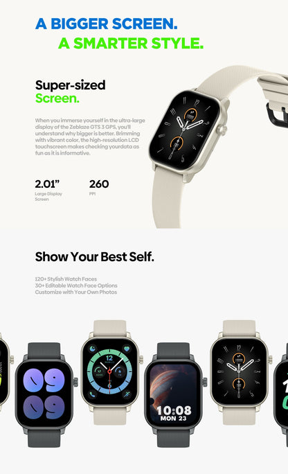Novo Smartwatch Esportivo Zeblaze GTS 3 GPS 2,01" 2025 para Fazer/Receber Chamadas, Monitorar Frequência Cardíaca, SpO2 e Estresse