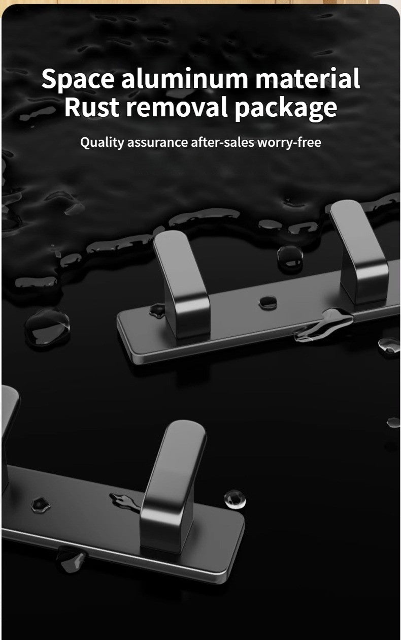 no drill Space Aluminum punch-free Kitchen Hook Bathroom Clothes Hooks Storage Rack Hook Door Wall Hanging Household Accessories