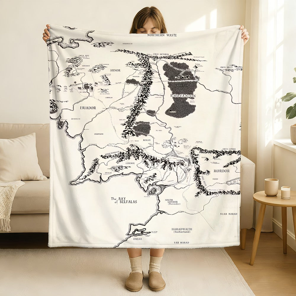 Middle Earth Map -Lords Of The R-Rings Blanket Soft and Skin Friendly For Couch Bed Napping Bedspread All Seasons Comforter