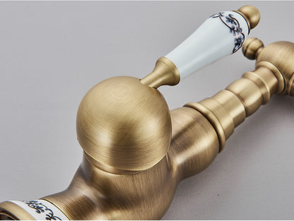 Antique Brass Bathroom Faucet Rotating Spout Basin Sink Mixer Tap Bathroom Kitchen Washing Faucet Washbasin Taps Kitchen Mixers