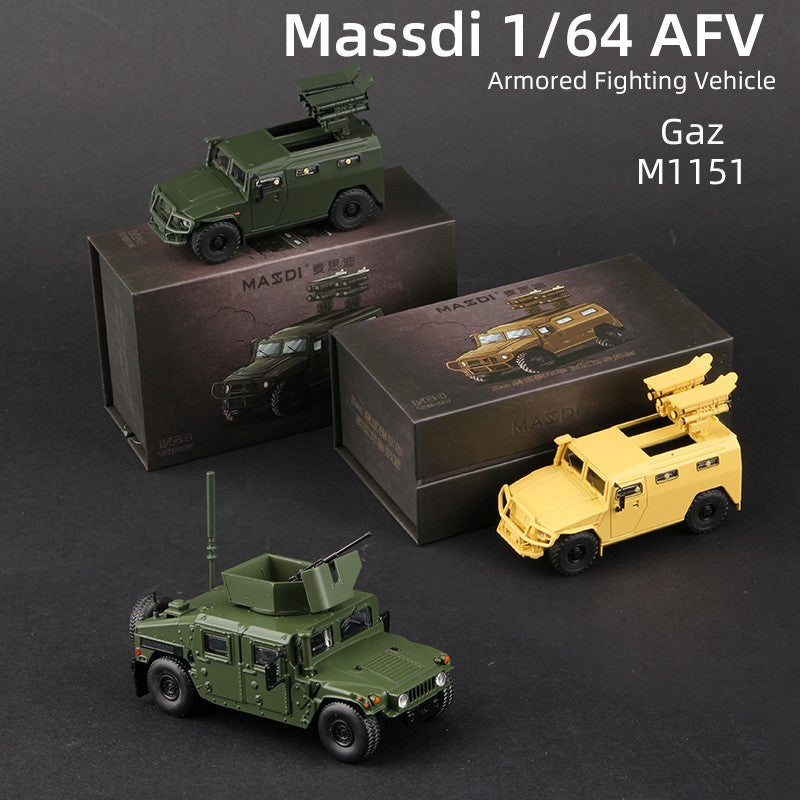 Massdi 1:64 Tiger Gaz Veículo Blindado Modelo de Carro M1151 Off-Road Antitanque Liga Miniatura Veículos Fundidos Coleção de Brinquedos