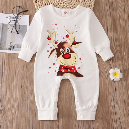 Christmas Pajamas Family Matching Outfits Sets Adult And Kids Clothes Deer Xmas Sleepwear Sets Newborn Baby Boy Girl Jumpsuit