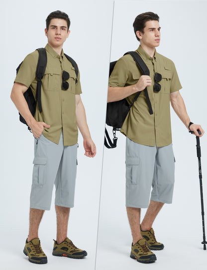 TACVASEN UPF 50+ Sun Protection Shirts Men's Quick Dry Outdoor Fishing Hiking Shirt Mesh Breathable UV Work Cargo Shirts Men