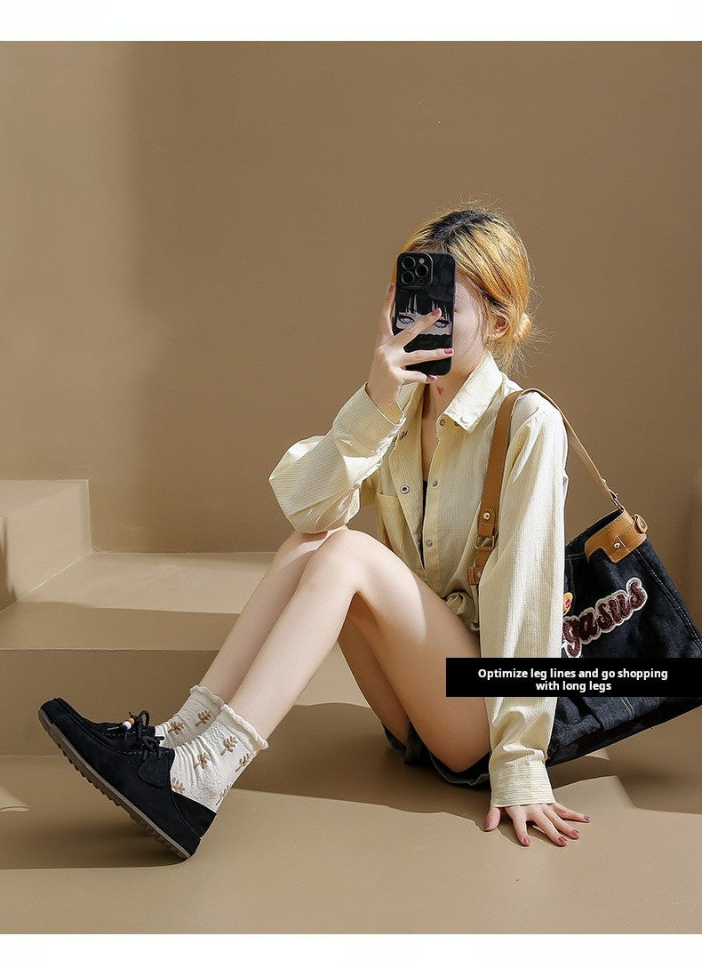 Fashion Brand Shoes Woman 2025 Autumn New Vintage Suede Loafers Pumps Women's Casual Flats Shoes British Style Flat Single Shoes