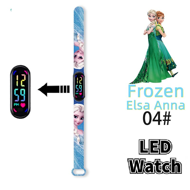 Disney Frozen Digital Kids' Watches Anime Figures LED Luminous Watch Touch Waterproof Electronic Sports Watch Kids Birthday Gift