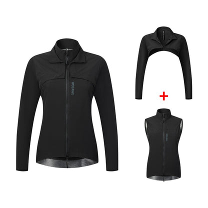 WOSAWE Women Windproof Waterproof Reflective Cycling Jacket MTB Bicycle Long Sleeve Windbreaker Sleeveless Vest Bike Coat