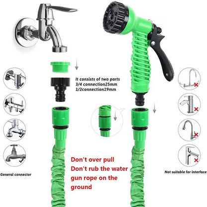 25FT-200FT Expandable Magic Hose Lightweight Design Durable Materials 7 Water Spraying Functions Gun Home Garden Watering Tools