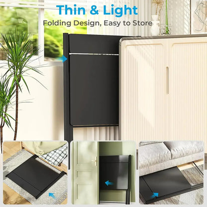 Folding Desk No Assembly Required Large Size, 2-Tier Foldable Computer Desk with Shelf for Home Office, Space Saving Portable