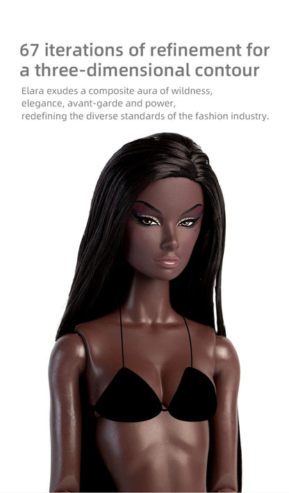 Xianxian Doll 32cm GALA ELARA BJD Supermodel Charcoal Skin Afro Straight Wavy Wig Set Limited Collector Birthday Gift
