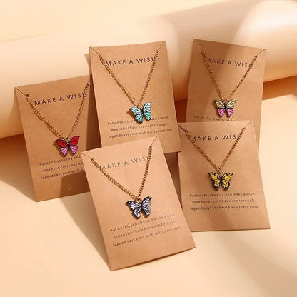 Conjunto de 5 Colares Femininos Borboleta Colorida Estilo Boho Moderno Coreano Pingente Fofo Joia de Presente Atacado Lançamento 2024
