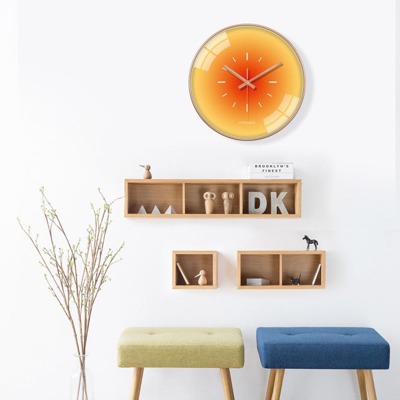 10 Inch Nordic Sunset Wall Clock Fashion Luxury Living Room Non Ticking Creative Fashion Decoration Silent Simple Glass Clock