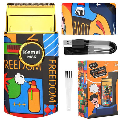 Kemei Single Blade Electric Shaver For Men Beard Stubble Wet Dry Electric Razor Washable Facial Shaving Machine Rechargeable Usb