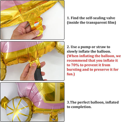 6-Piece Princess Theme Party Decoration Set: Princess Carriage + Pink Castle + 40-inch Numbers + Crown Heart + Star Foil Balloon