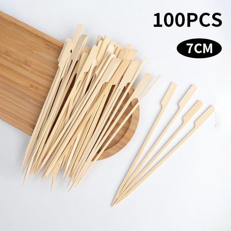 100 Varas de Bambu Descartáveis Espetos Naturais de Bambu para Churrasco Espetinhos para Churrasco, Frutas, Coquetel, Acampamento, Ferramentas de Churrasco em Festa