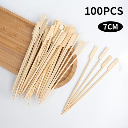 100 Varas de Bambu Descartáveis Espetos Naturais de Bambu para Churrasco Espetinhos para Churrasco, Frutas, Coquetel, Acampamento, Ferramentas de Churrasco em Festa