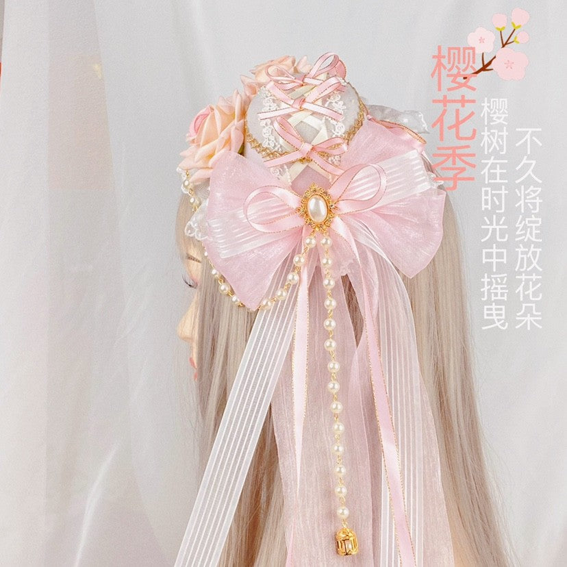 Chapéu de Aba Lisa Lolita Branco Rosa Versátil Lo Flor Casamento Elegante Acessórios de Cabelo