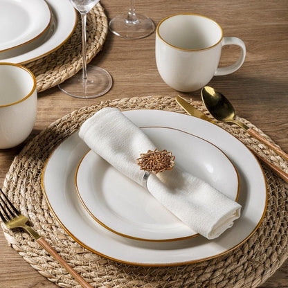 Handmade Stoneware Ceramic Dinnerware Set with Reactive Glaze for Dining Room Use Scratch Resistant Plates and Bowls Set Suitab