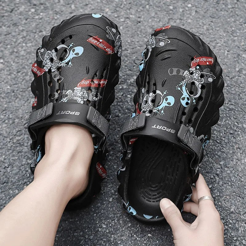 Men'S Breathable Casual Sandals Summer New Soft-Sole Non-Slip Comfort Outdoor Beach Shoes Fashion Youth Dual-Use Sports Slippers