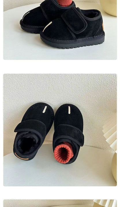Children's Winter Snow Boots New 2025 Faux Suede Warm Plush Cotton Shoes Boys Fashion Anti-slip Rubber Sole Girls Ankle Boots