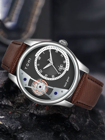 TOMI Set Gift Box for Men's Minimalist Business Quartz Watch Luxury Versatile Double Strap Detachable Watch Festival Gift