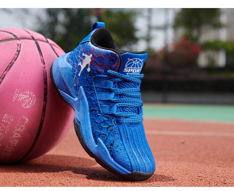 Children‘s Basketball Shoes Non-slip Breathable Basketball Training Sneakers Lace-up Boys Girls Basketball Boots Athletic Shoes