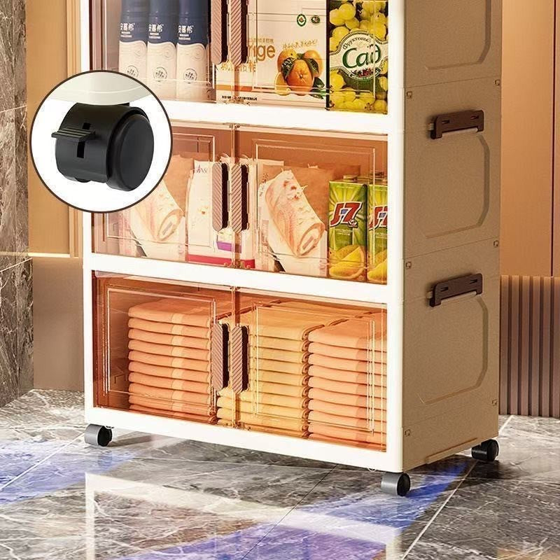 Large Volume Multifunction Folding Living Room Cabinet Closet Organizer With Wheel Stackable Sundries Large Capacity Storage Box