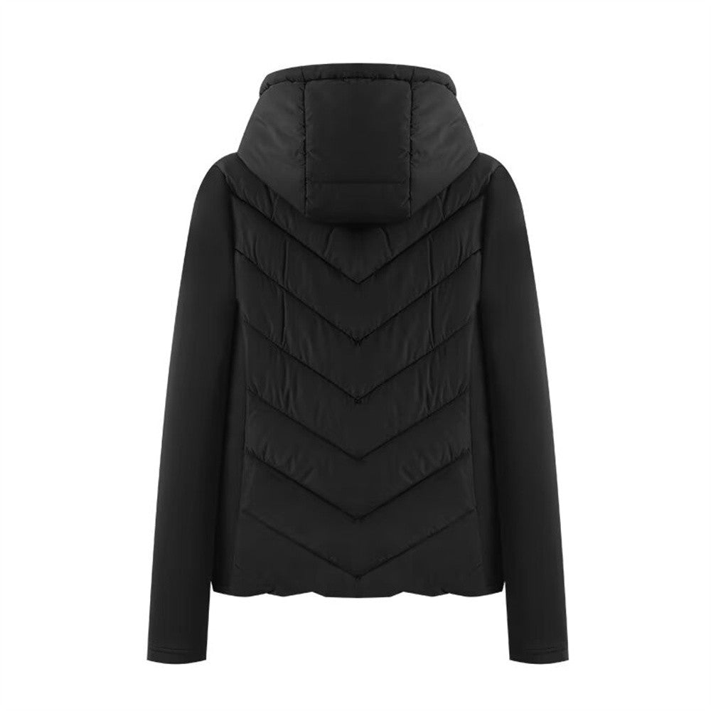Taop&Za women's long sleeved stand up collar winter new design sense short slim fit hooded patchwork cotton jacket
