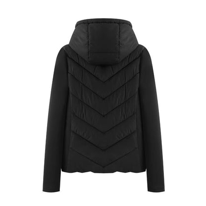 Taop&Za women's long sleeved stand up collar winter new design sense short slim fit hooded patchwork cotton jacket