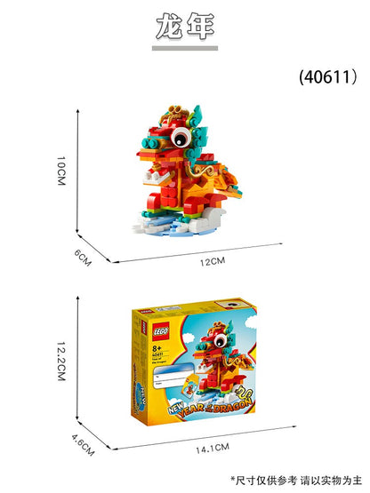 Lego 40573 Árvore de Natal 40611 O Ano do Dragão Brinquedos de montar quebra-cabeça infantil Presente de Natal