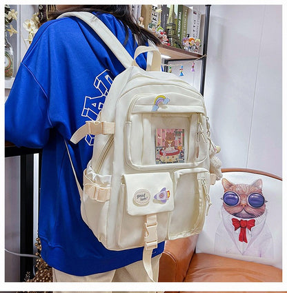 Mochila Feminina Fofa Desenho Animado Moda Adolescente Estudante Mochila Escolar Adorável Bolsa Feminina Mochila Escolar Versátil para Meninas