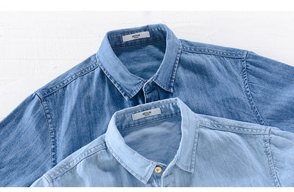 Men Denim Shirt , Thin Summer Half Sleeve Casual Top, Loose Trendy Handsome Short Sleeve ?Camping Denim Short Sleeve Jacket