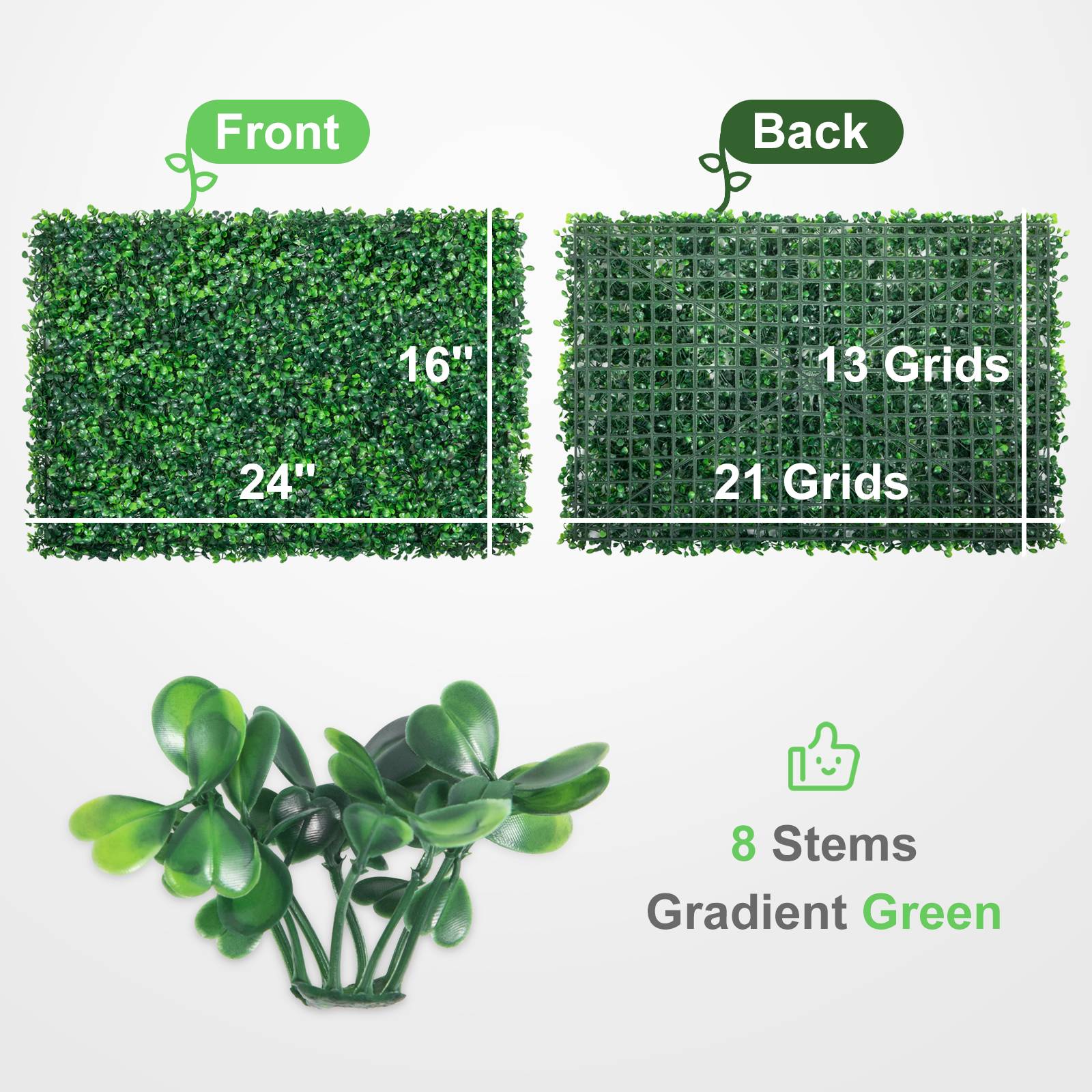 SucceBuy Artificial Boxwood Panel  24pcs 20x20/24x16 in Boxwood Hedge Wall Panels Artificial Grass Backdrop Wall Green Grass