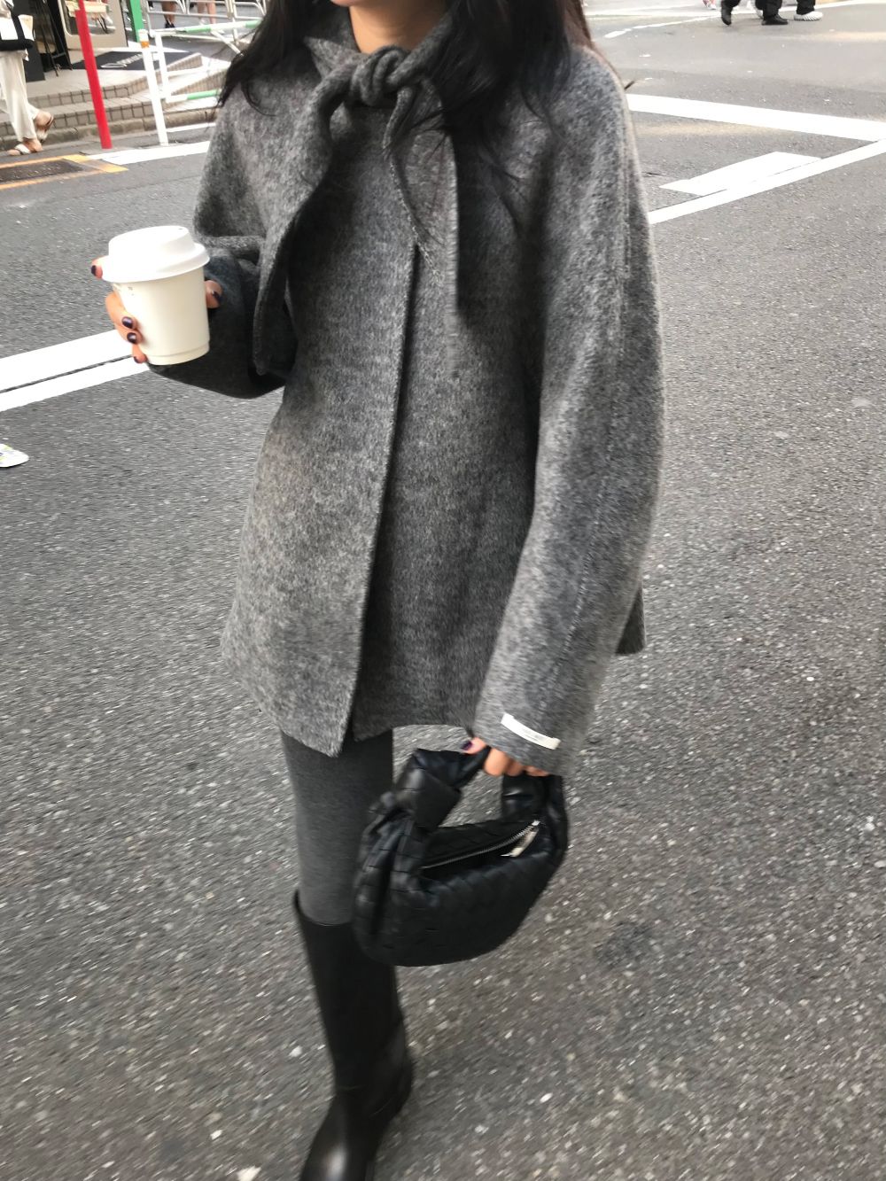 Korean Sle Woolen Coat Women's Chic Temperament Sweet Bow Tie Collar Hooded Warm Woolen Coat Long Sve Mid-Length